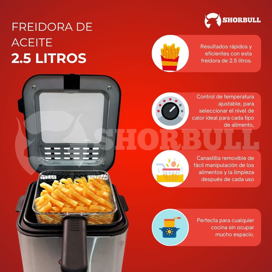 Freidora Eléctrica SHORBULL 2.5L®