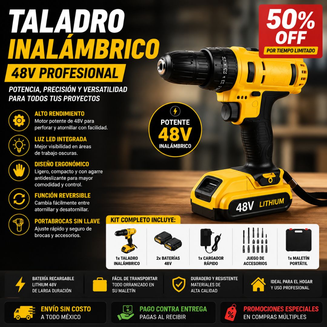 Taladro Inalámbrico 48V Doble Batería PREMIUM©