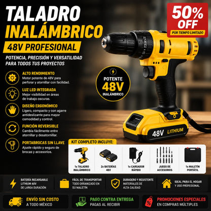 Taladro Inalámbrico 48V Doble Batería PREMIUM©